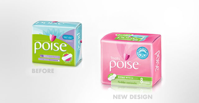 Packaging Design Comparison Before and After for Poise by Kimberly Clark - Imaginity