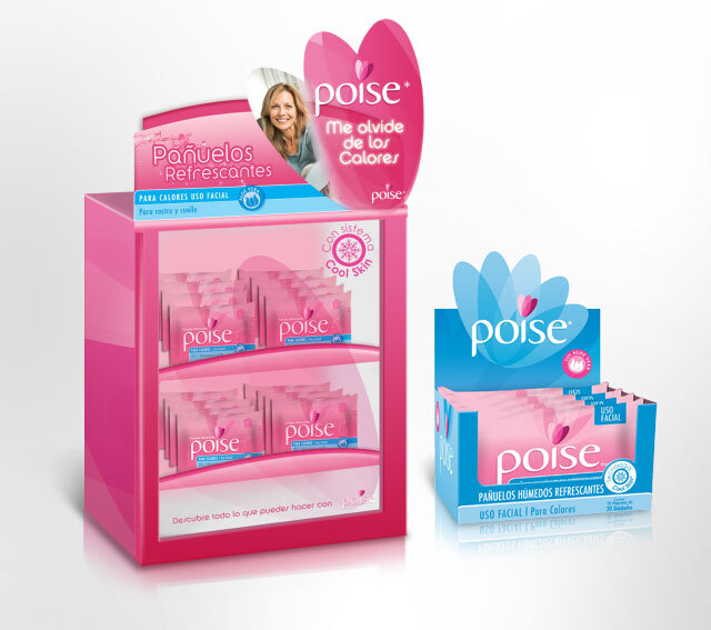Development of activation materials at the point of sale, display design for Poise - Imaginity products