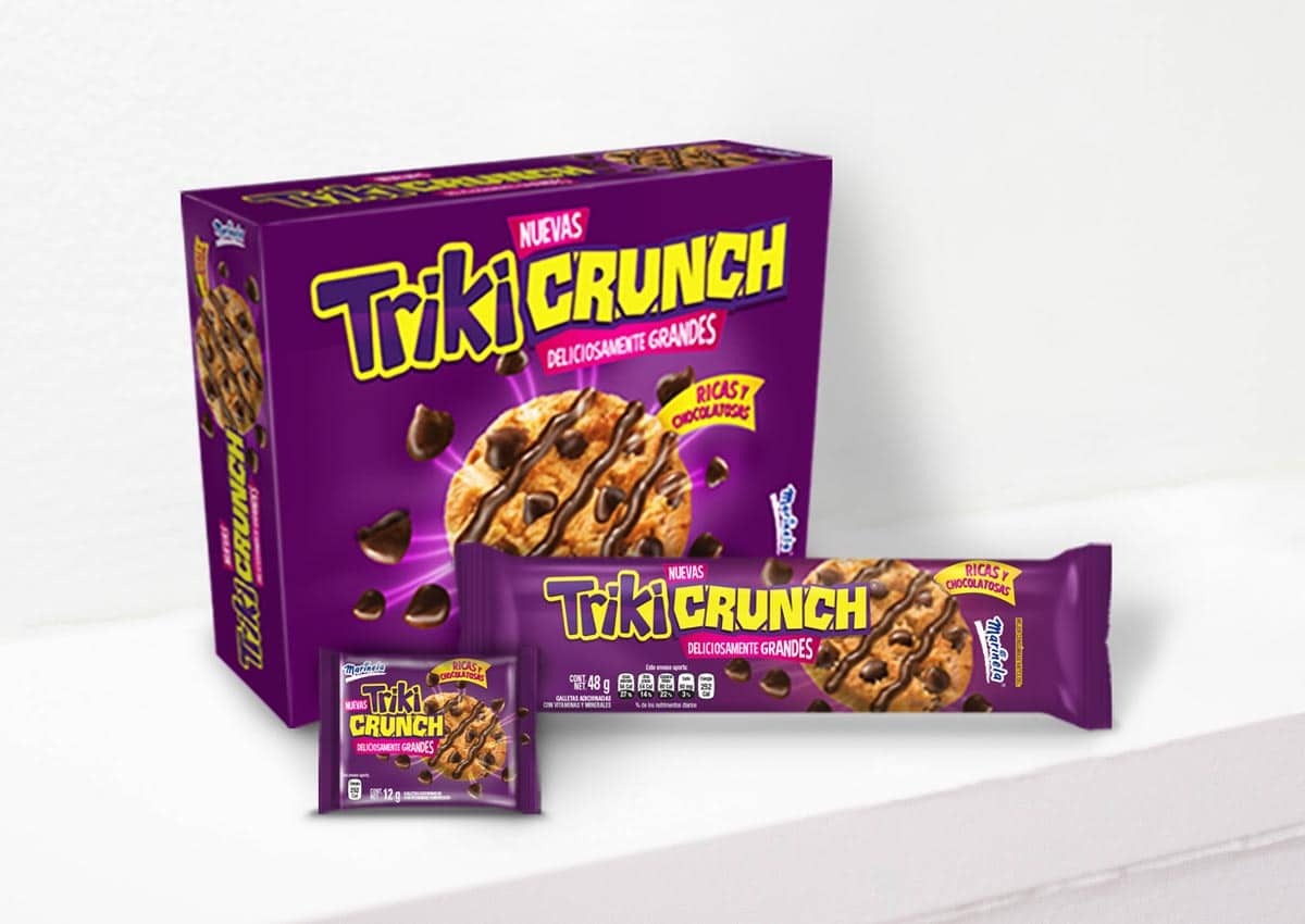Bimbo, Marinela, Triki Crunch, Diseño de Pack, Caja de Galletas con Chips de Chocolate