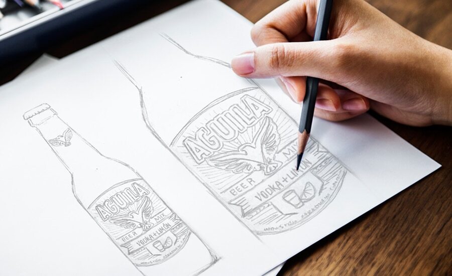 Imaginity, Services, Packaging Design, Aguila Beer, Sketch