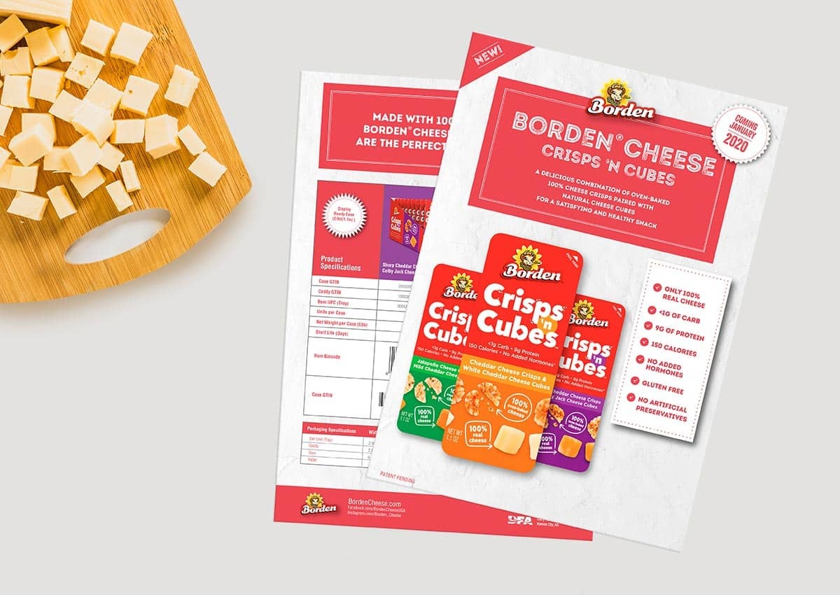 Imaginity, Borden, Print Design, Sell Sheet, Cheese and Cubes