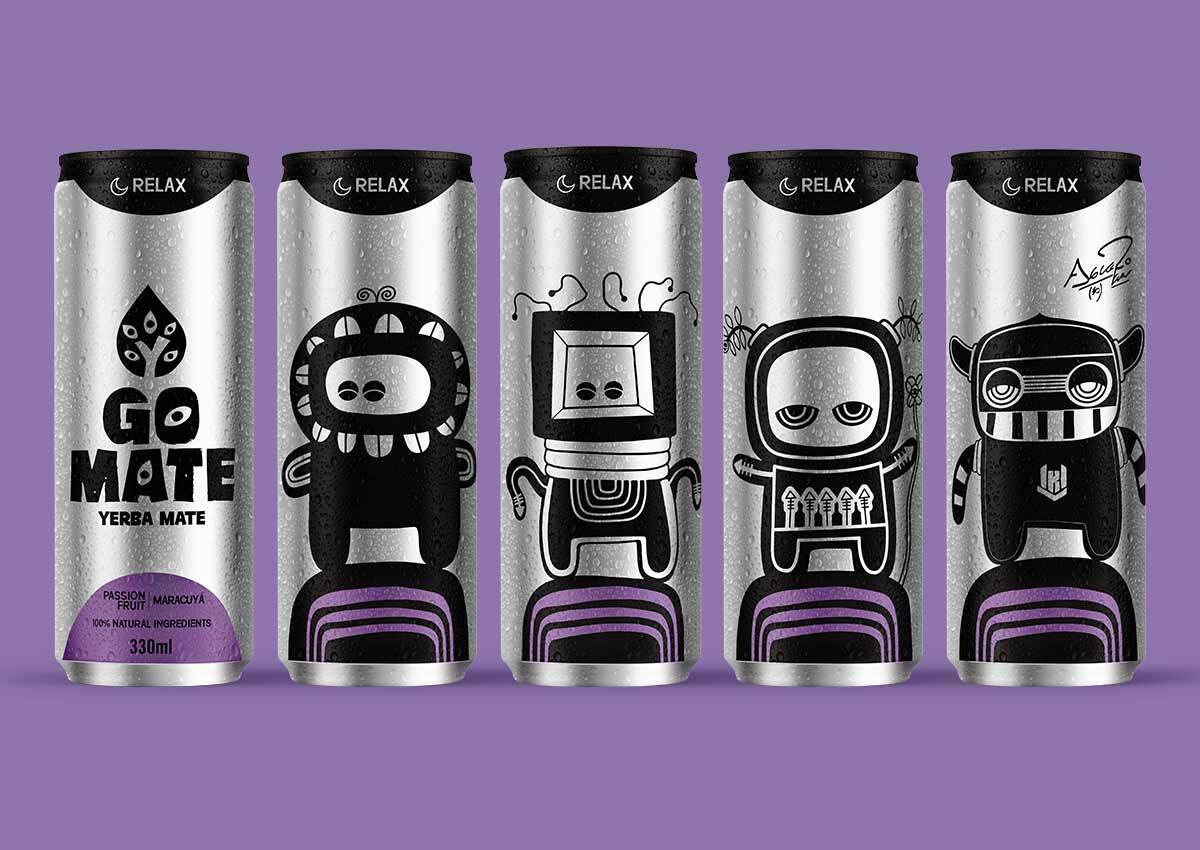 imaginity, gomate, branding, packaging design, relx can characters