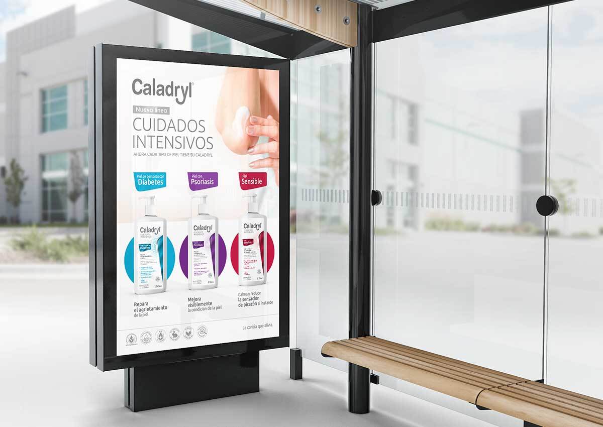 caladril, key visual, in store, brand activation, bus stop