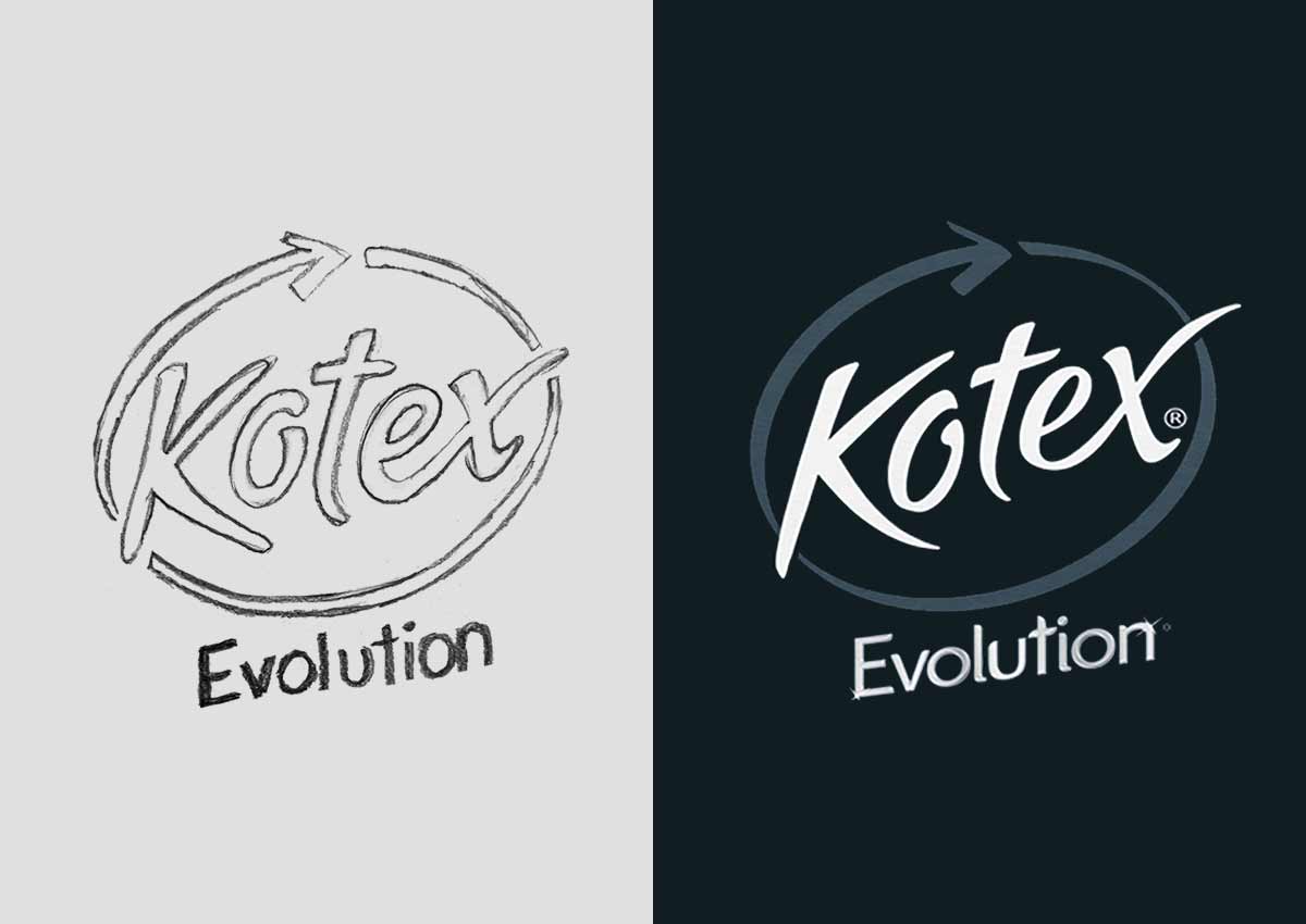 imaginity, kotex evolution, branding packaging design, branding sketch