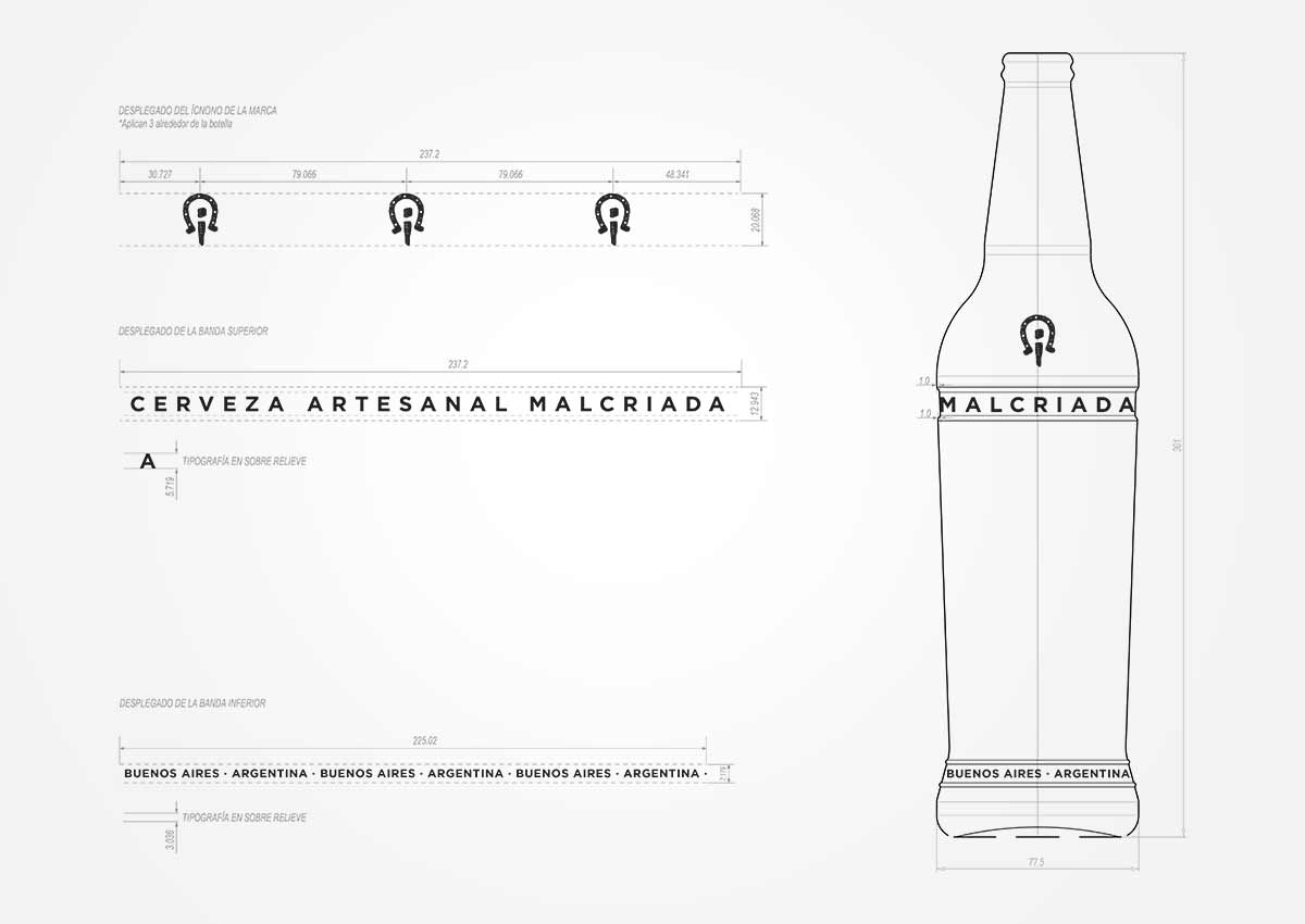 imaginity, rabieta, diseño de packaging, botella plano detalle