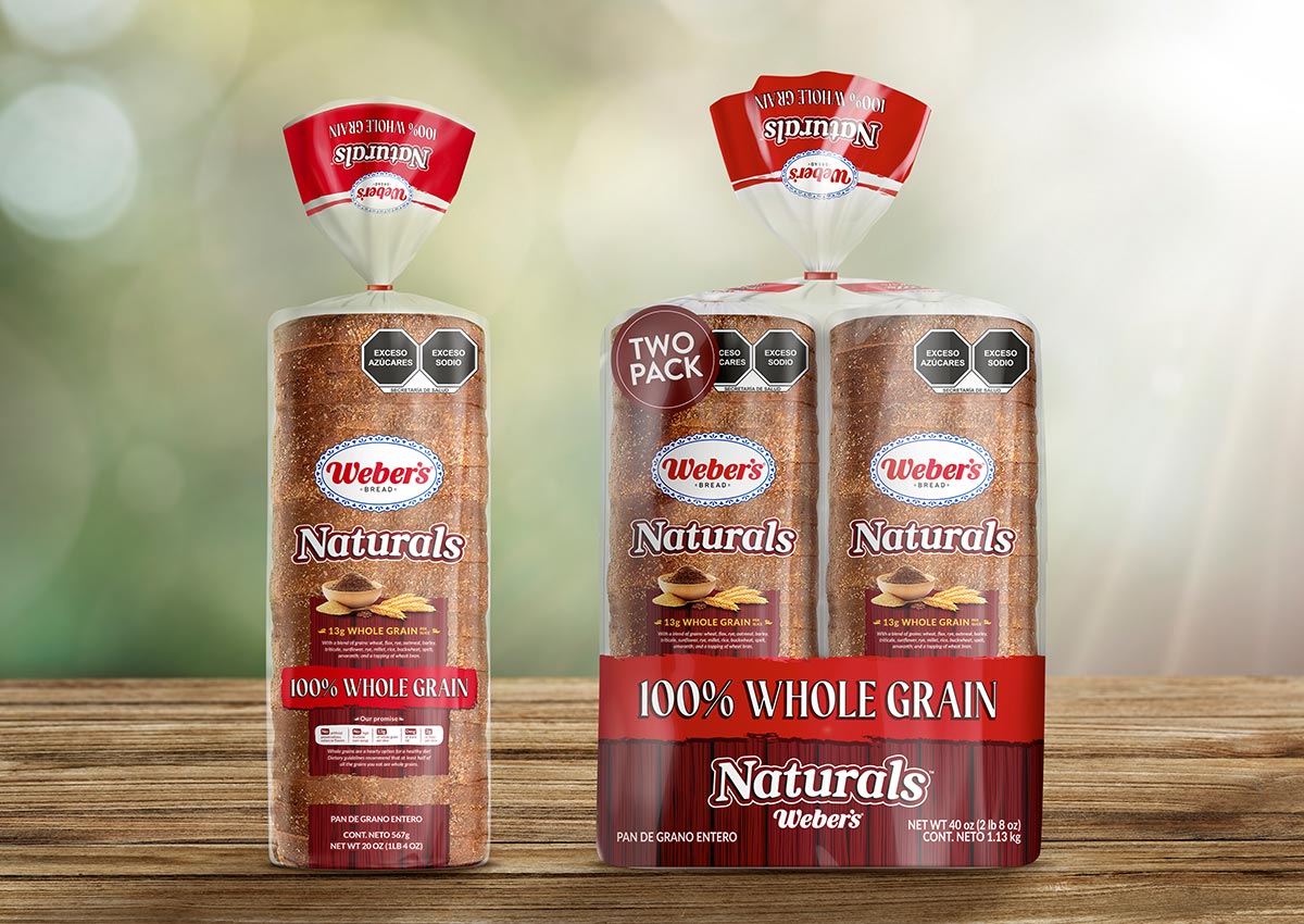 Imaginity, Bread Branding, Packaging Design, Weber´s, Naturals, 100 Whole Grain, Single, Two Pack