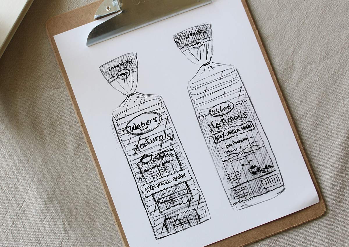 Imaginity, Bread Branding, Packaging Design, Weber´s, Naturals Whole Grain, Sketch