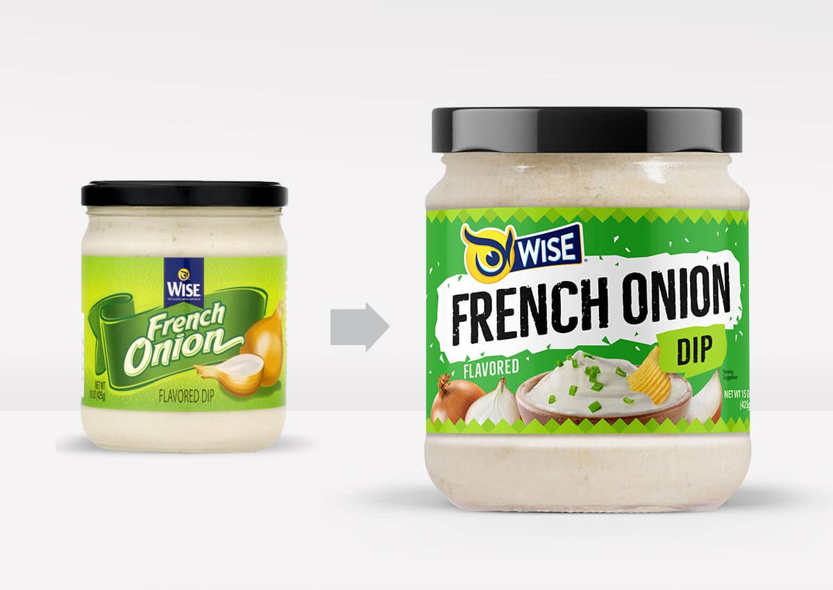 Imaginity, Wise Snacks, Salsas, French Onion Sauce, Before and After, Packaging Design, Branding