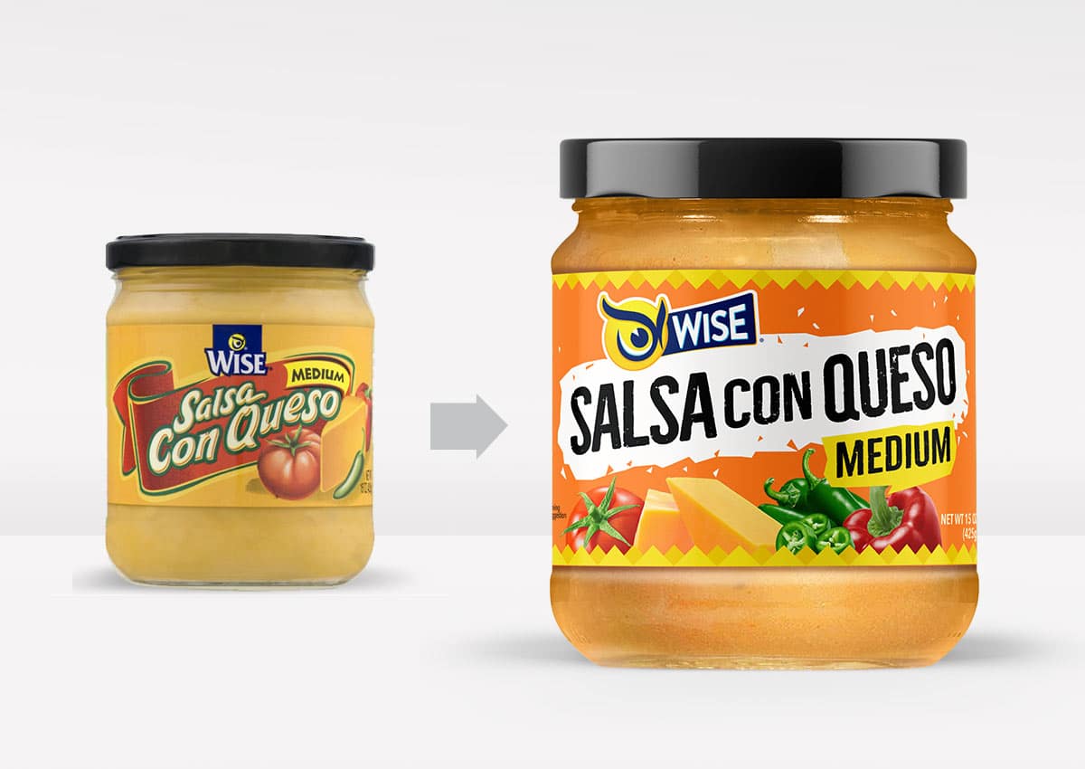 Imaginity, Wise Snacks, Salsas, Salsa con Queso, Before and After, Packaging Design, Branding