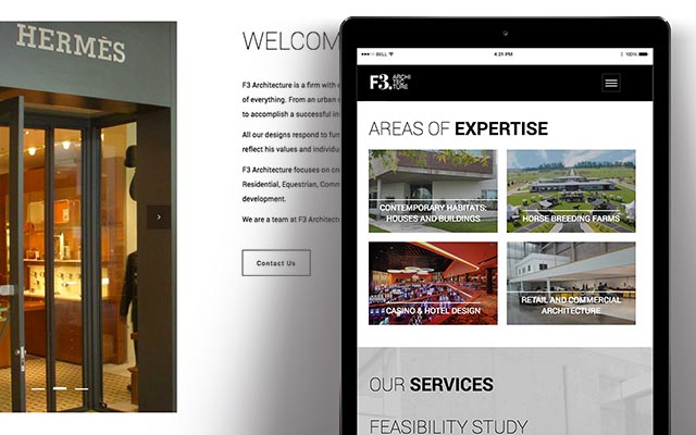 Creación de página web responsive, contenido y comunicación digital para F3 Architecture Argentina - Imaginity