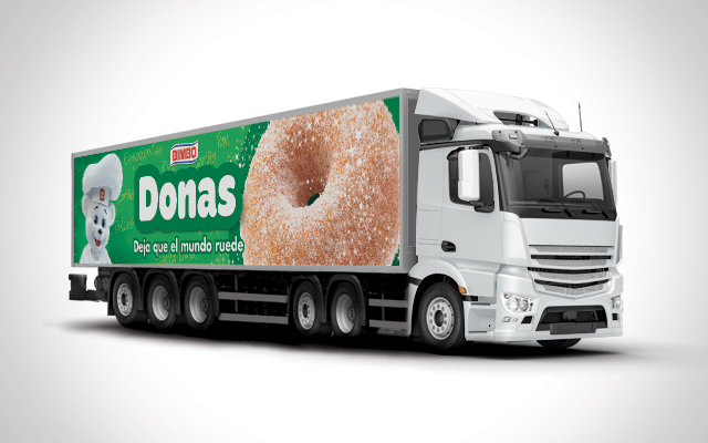 Activación de marca, diseño de flota de camiones de pan dulce para la comunicación de la marca Bimbo México. Diseño Imaginity