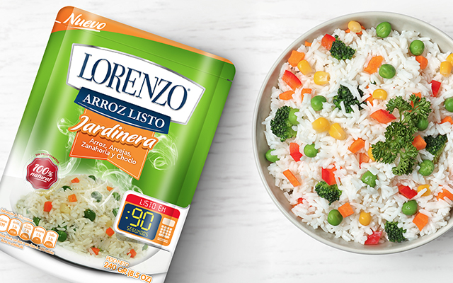 Detail of the brand identity and pack design for the new line of Lorenzo rice products, Peru - Imaginity