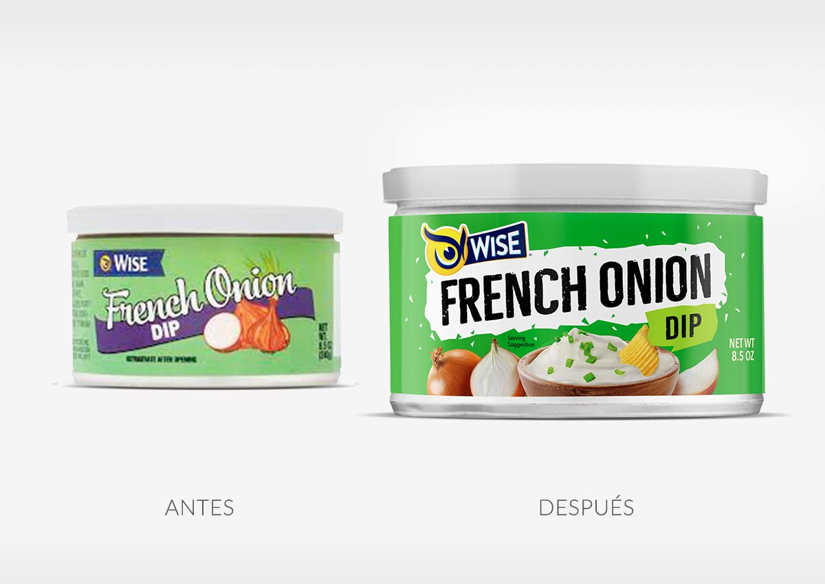 Imaginity, Wise Snacks, Salsas, French Onion Dip, Antes y Después, Packaging Design, Branding