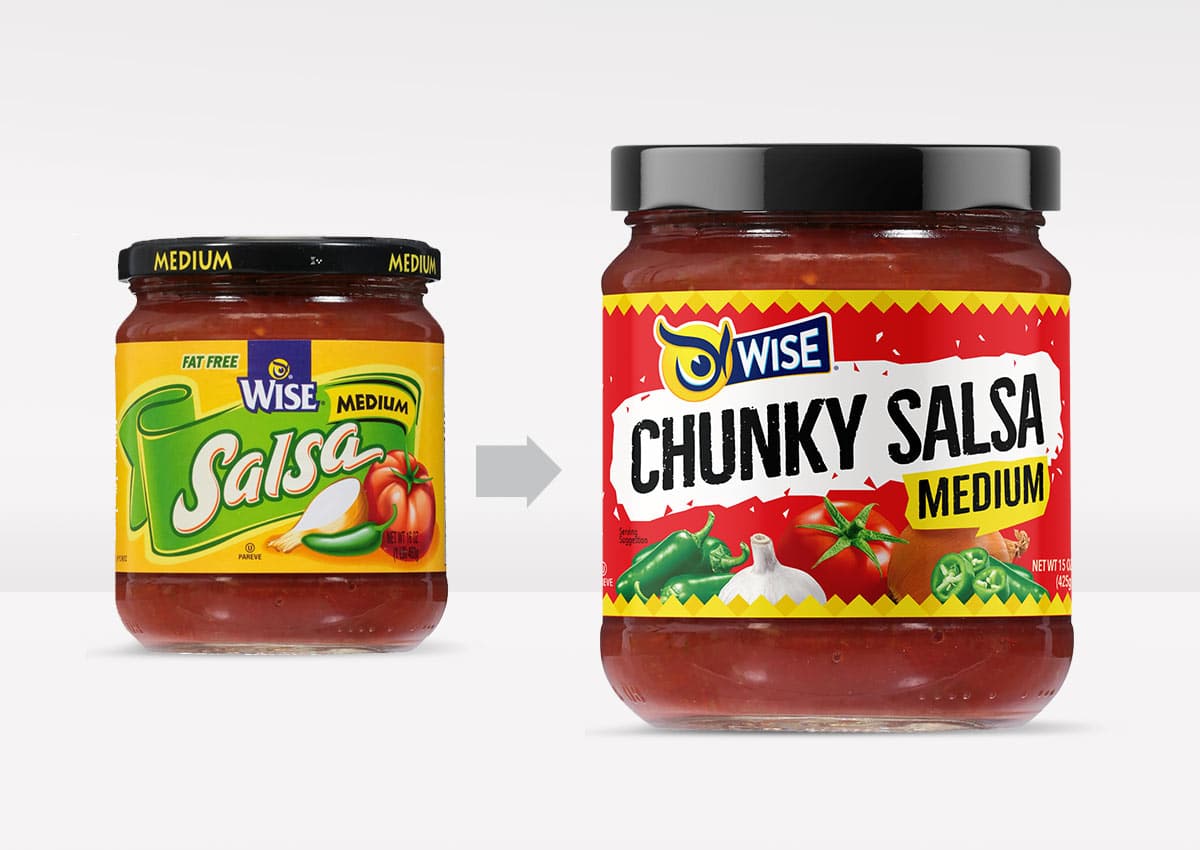 Imaginity, Wise Snacks, Chunky Salsa, Packaging Design, Before and After, Medium