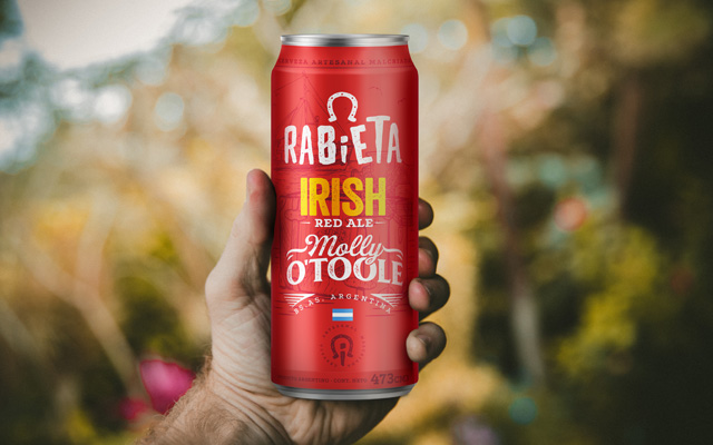 Diseño de packaging Bebidas lata 473cc para Rabieta Cerveza Artesanal Malcriada, estilo Irish Red Ale. Argentina - Imaginity