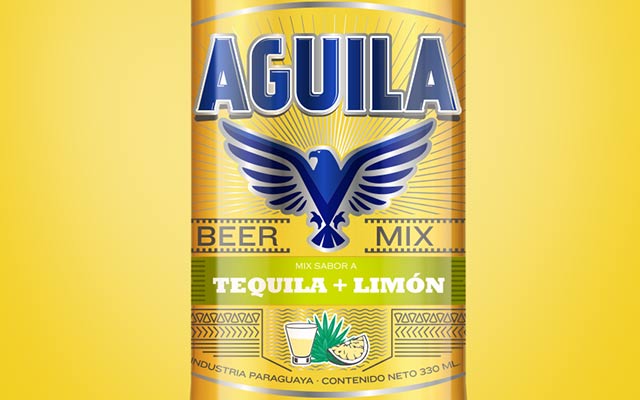 Detalle de diseƱo de packaging y branding para la etiqueta de la nueva cerveza saborizada Aguila Paraguay. DiseƱo: Imaginity.
