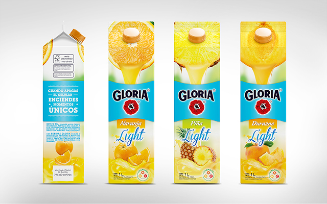 Packaging Design for Gloria Juices light design for the different flavors, Perú by Imaginity