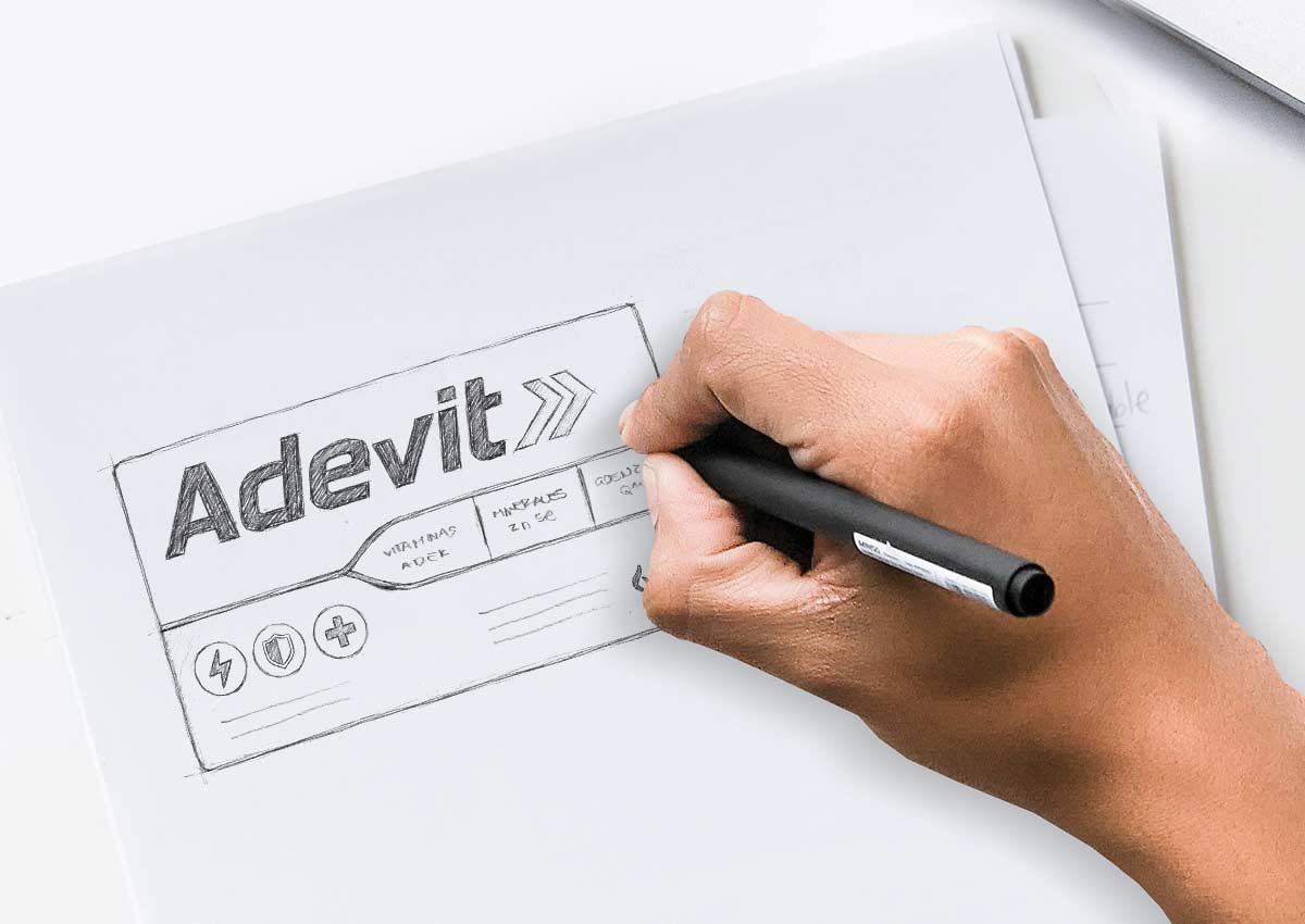 imaginity adevit, branding packaging design, pack hand sketch