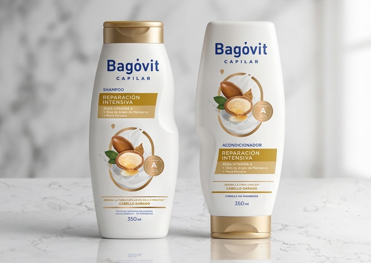 Imaginity, Bagóvit, Product Design, Shampoo Hair, Conditioner Bottle, Personal Care, Front, Back