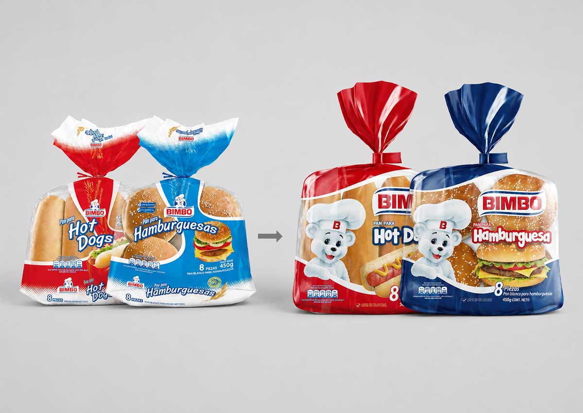 Imaginity, Bimbo Breads, Packaging Design, Before After packs