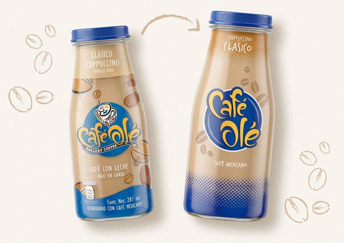 Imaginity, Cafe Ole, Packaging Design, Bottle Before After