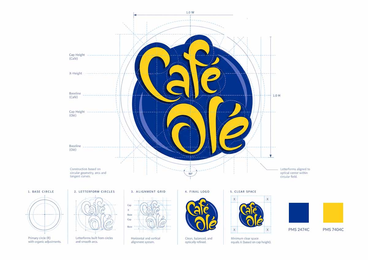 imaginity, cafe ole 2021, packaging design, logo grid