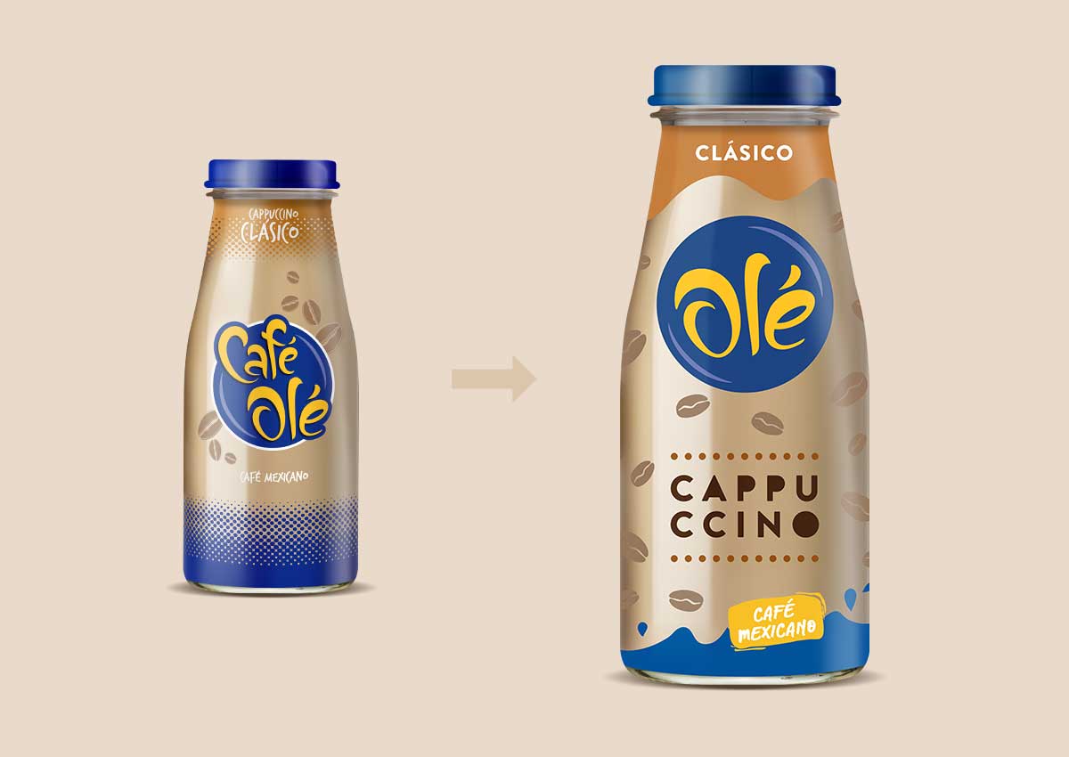 imaginity, cafe ole, packaging design, before after