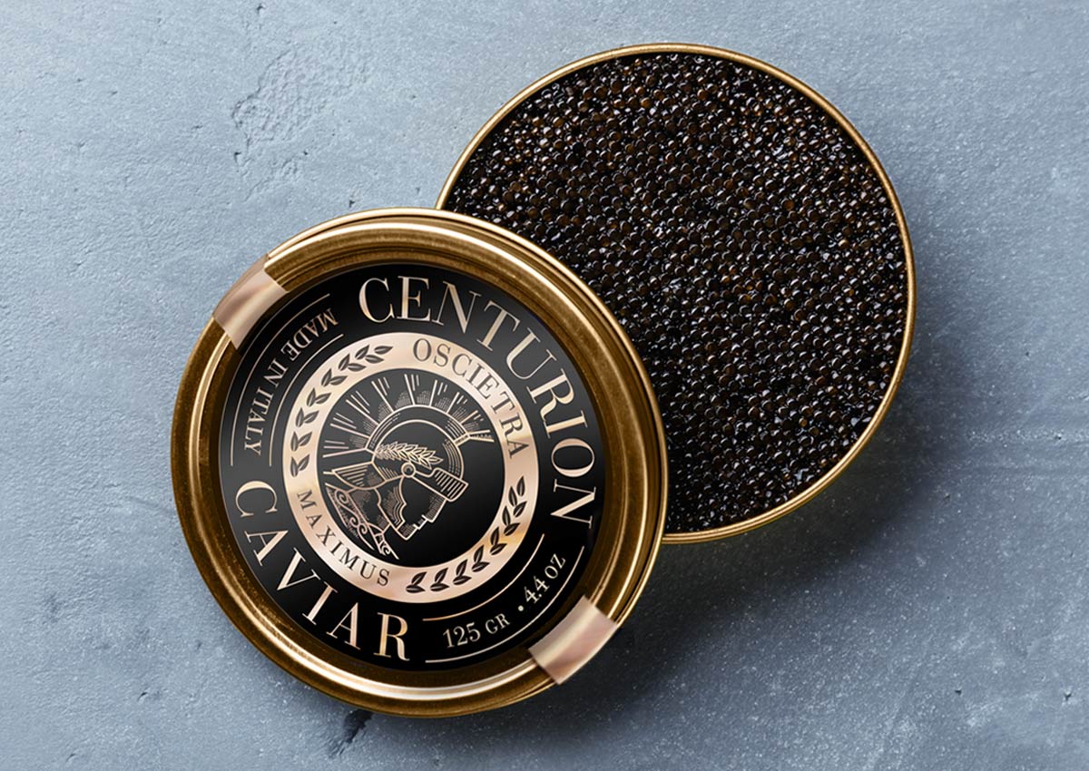 Imaginity, Centurion Caviar, Packaging Design, Logo, Premium, Oscietra Maximus, Can