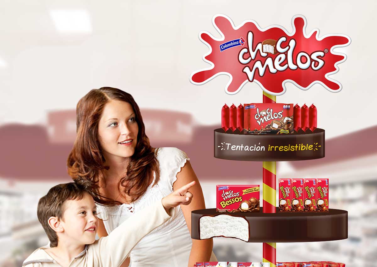 imaginity, chocmelos punto venta, display woman kid