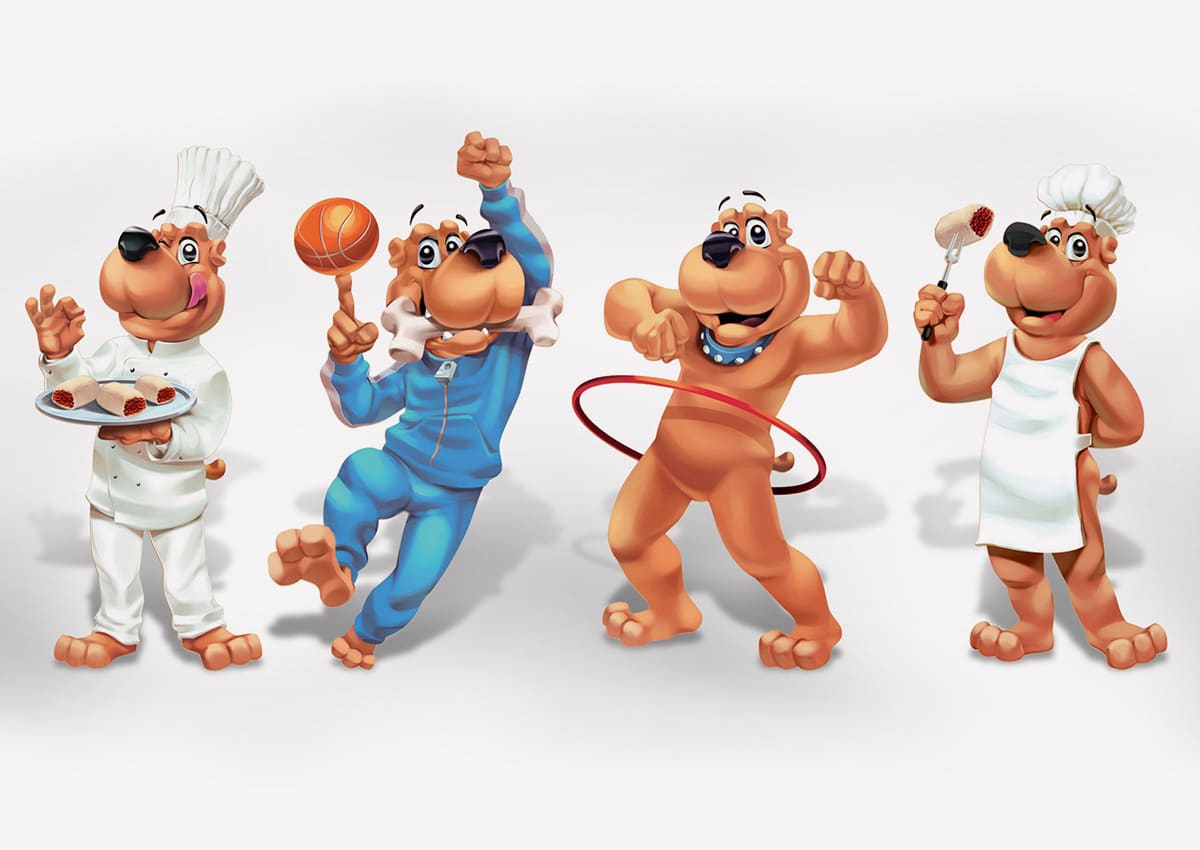 Imaginity, Doddy Snacks, Dog Food Supplement, Mascot Design, Poses