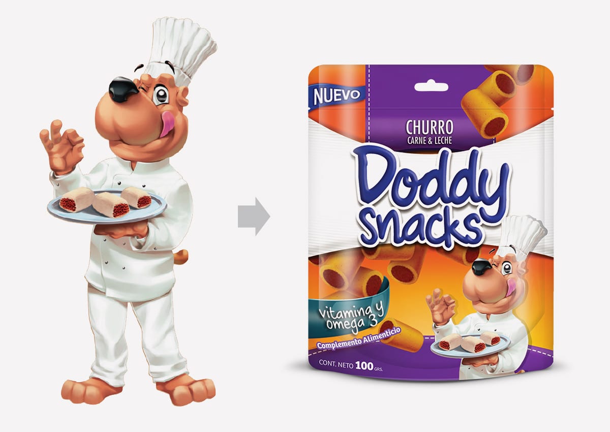 Imaginity, Doddy Snacks, Dog Food Supplement, Mascot Design, Dog Food, Packaging