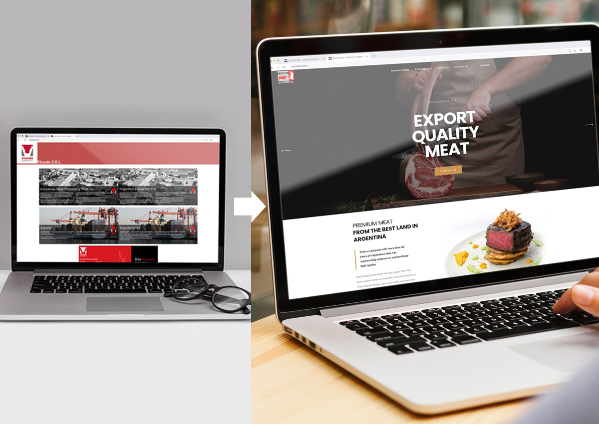 Imaginity, Ecocarnes, Viande, Meat, Premium, Web Design, Before, After, 2
