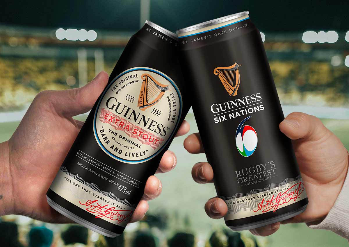 imaginity, guinness rugby, packaging design, can hands