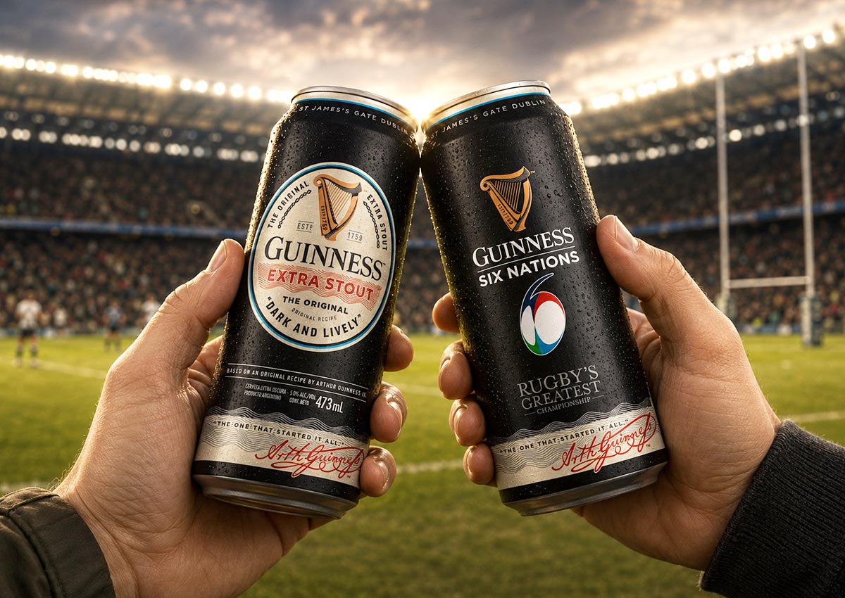 Imaginity, Guinness, 6 Nations, Rugby, Can Beer, The Original, Packaging Design, Hands, Cheers, Game Day