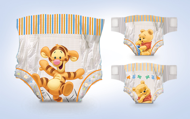 Product design for the Huggies jeans packaging design for the Kimberly Clark brand. Diaper design. Imaginity Design