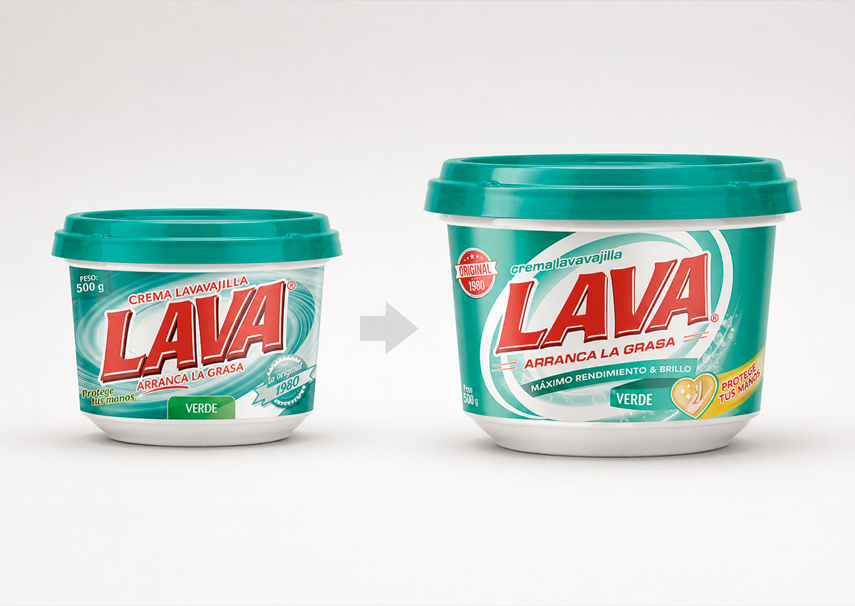 Imaginity, Lava, Dishwasher Cream, Packaging Design, Branding, Before and After