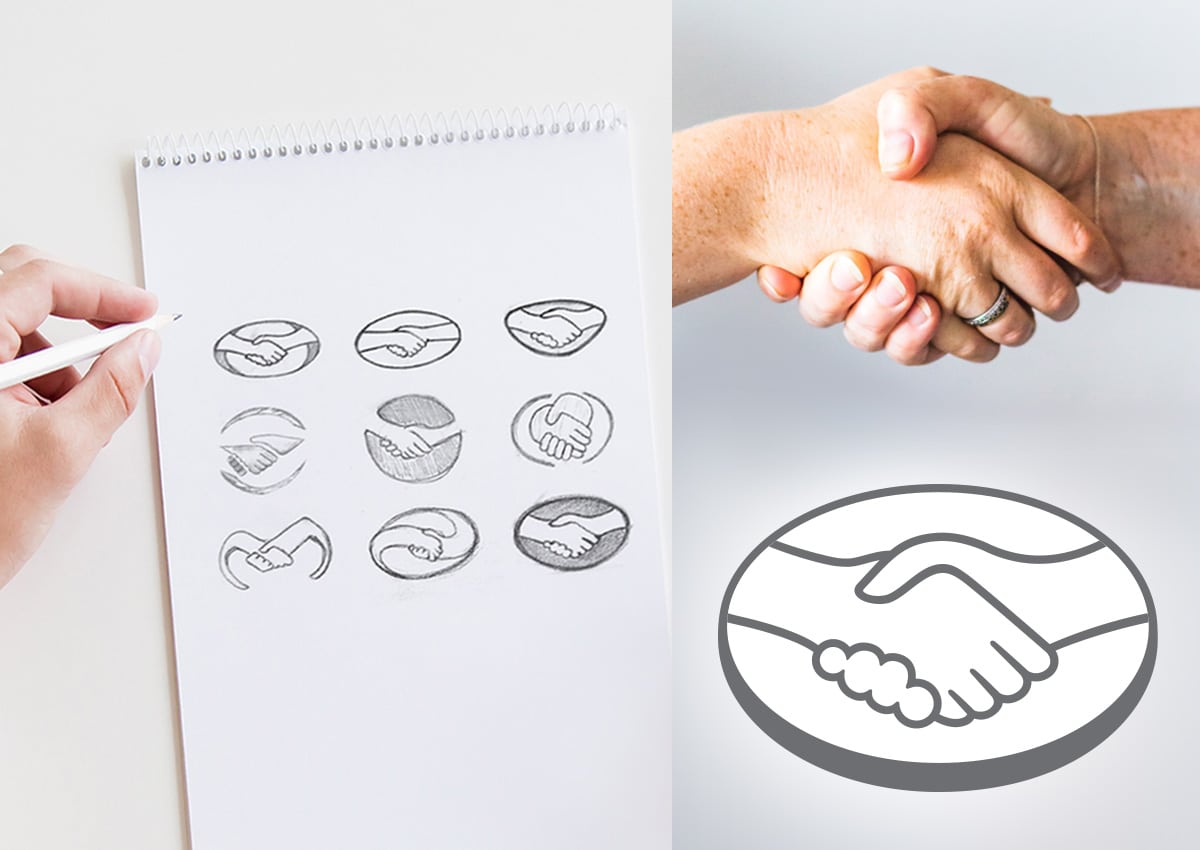 Imaginity, Mercado Libre, Branding, Logo Design, Sketch, Handshake, Inspiration