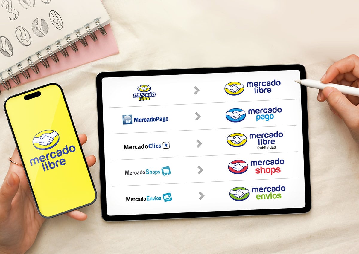 Imaginity, Mercado Libre, Mercado Pago, Logo Design, Brand Architecture Ecosystem, Before, After