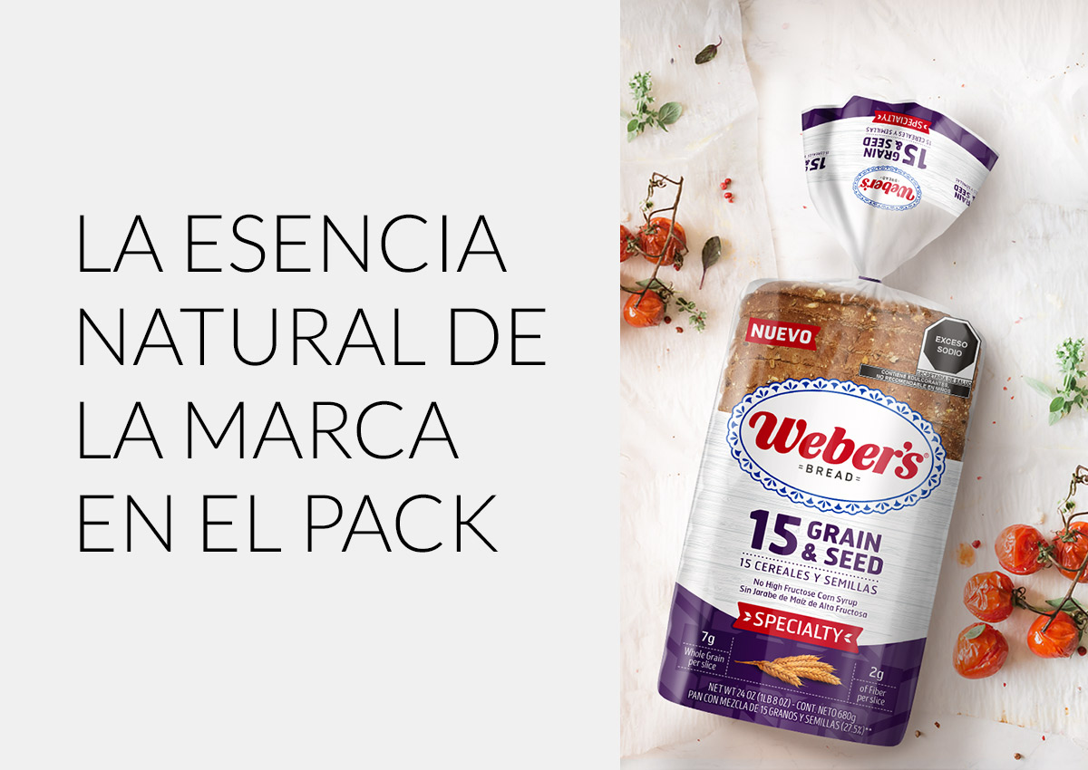 imaginity, weber´s_Specialty, Pan Especial, Diseño de Packaging, 15 Granos y Semillas, Título