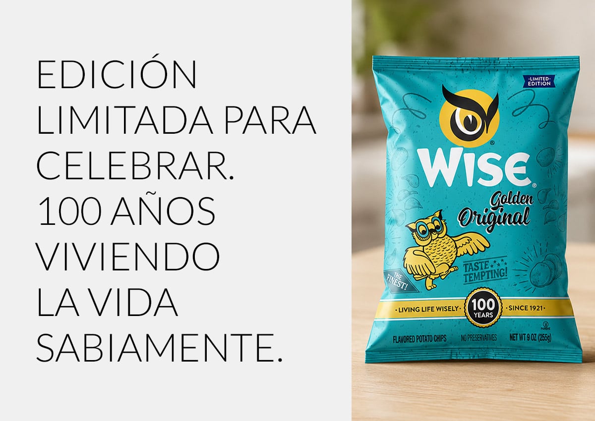 Imaginity, Wise, Primer trimestre, 100 años, Pack retro de snacks, Papas fritas, Título de la lata, Español