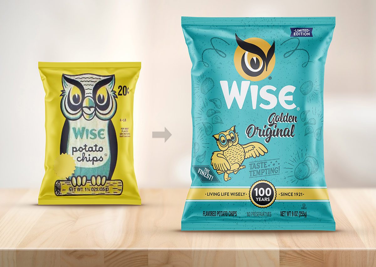 Imaginity, Wise, Cuatrimestre 1, Retro Packaging, Snacks, Papas Fritas, Antes, Después