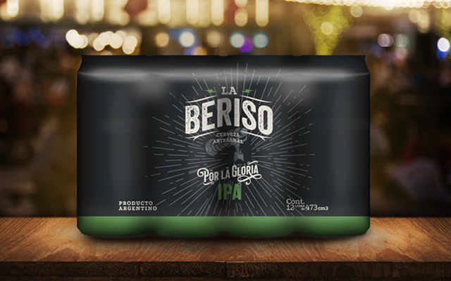 Diseño de packaging de latas y termocontraible por 12 unidades, IPA La Beriso banda rock Argentina - Imaginity
