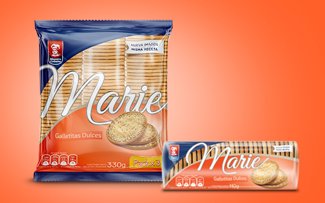New brand identity and packaging design for the Marie biscuit line of Maestro Cubano, Uruguay - Imaginity