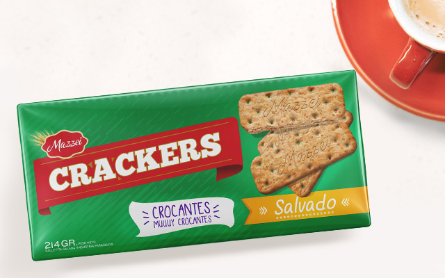 Diseño de Packaging para Mazzei Crackers Salvado, detalle del pack, Paraguay - Imaginity